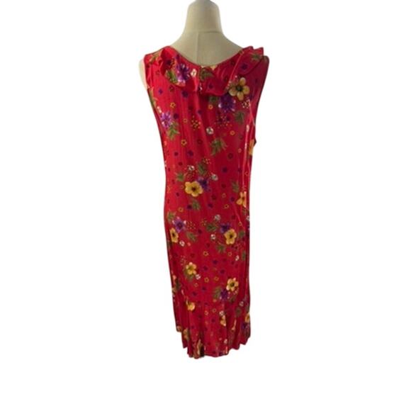 "ROMEO ROMEO" Vintage Y2K Babydoll Red Floral Midi Dress SZ L RUNS SMALL Summer - Picture 3 of 8